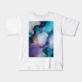 Indigo Haze - Abstract Alcohol Ink Art Kids T-Shirt